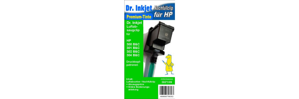 IRP108 - Luftabsaugclip|Luftabsorber für HP304 Black und Color Druckerpatronen - IRP108 - Luftabsaugclip|Luftabsorber für HP304 Black und Color Druckerpatronen