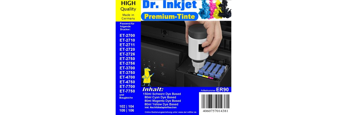 Dr. Inkjet Druckertinte für EcoTank Drucker ET-2700 - Dr. Inkjet Druckertinte für EcoTank Drucker ET-2700
