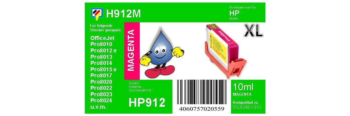 HP912XL - magenta - TiDis Druckerpatrone mit 10ml Inhalt - ersetzt 3YL82AE - HP912XL - magenta - TiDis Druckerpatrone mit 10ml Inhalt - ersetzt 3YL82AE