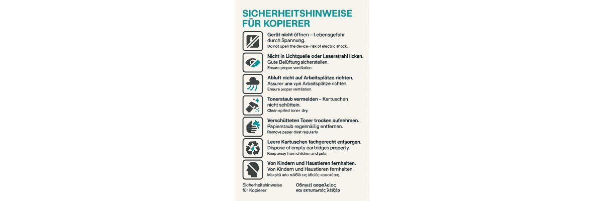 Sicherheitshinweise für Kopierer / Safety Instructions for Copiers - Sicherheitshinweise für Kopierer / Safety Instructions for Copiers