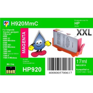 HP920MXL - TiDis XL Ersatzpatrone - magenta - mit 17ml Inhalt ersetzt CD973AE