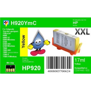 HP920YXL - TiDis XL Ersatzpatrone - yellow - mit 17ml Inhalt ersetzt CD974AE