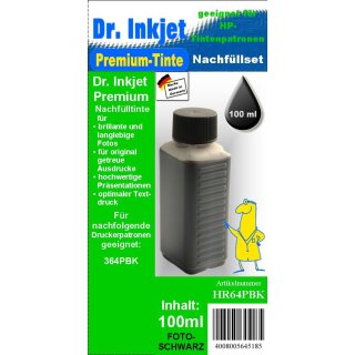 HR64PB - fotoschwarz - Dr.Inkjet Premium Nachfülltinte in 100ml - 250ml - 500ml - 1000ml Abfüllungen für Ihren HP Drucker