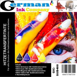 GIC - Hitzetransfertinte | Sublimationstinte Promopack - Farbe Black, Cyan, Magenta, Yellow