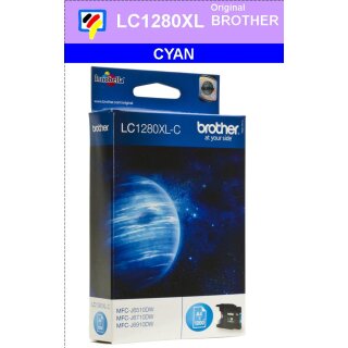 LC1280XLC Brother XL Druckerpatrone cyan mit 1.200 Seiten Druckleistung nach ISO