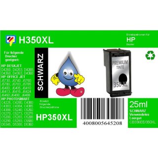 HP350XL - TiDis Ersatzpatrone für CB336EE - schwarz -  mit 25ml Inhalt