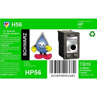 HP56 - TiDis Ersatzpatrone für C6656AE - schwarz -  mit 19ml Inhalt