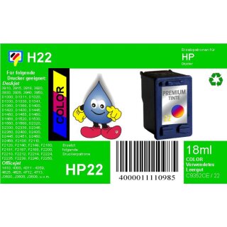 HP22 - TiDis Recyclingpatrone für C9352CE - color -  mit 18ml Inhalt