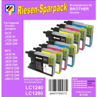 LC-1280, LC-1240, LC-1220 TiDis XL Riesensparpack je 2 Ersatzdruckerpatronen Black, Cyan, Magenta, Yellow