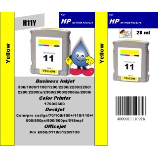 H11Y - TiDis Recyclingpatrone für C4838AE - yellow -  mit 28ml Inhalt