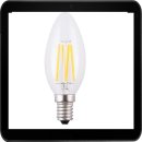 4 Watt Faden / Filament LED Kerze, E14, Warmwei&szlig;...