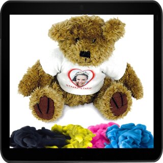 Teddybär "Barney" mit einer Sitzhöhe von ca. 160mm mit sublimierbaren T-Shirt