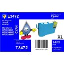 T34XL cyan TiDis Ersatzdruckerpatrone cyan mit 14 ml...