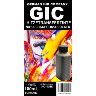 Black GIC - Hitzetransfertinte | Sublimationstinte in 100ml Flasche - Farbe BLACK