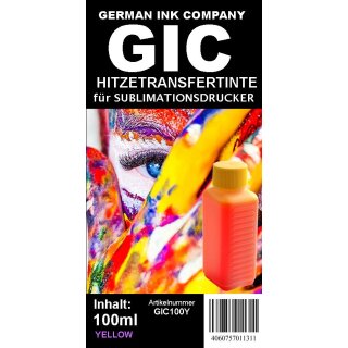 Yellow GIC - Hitzetransfertinte | Sublimationstinte in 100ml Flasche - Farbe YELLOW