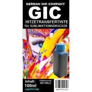 Lightcyan GIC - Hitzetransfertinte | Sublimationstinte in 100ml Flasche - Farbe LIGHTCYAN