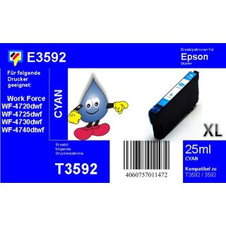 T35XL Cyan TiDis Druckerpatrone mit 25 ml mInhalt - ersetzt T3592