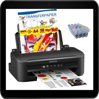 A4 - Kundenrückläufer - Homeeinsteigerpaket für Sublimationsdruck Nummer 11 - Epson Inkjet Drucker  inkl. 4 Sublimationspatronen plus 50Blatt Transferpapier und GIC Sublimationstinte