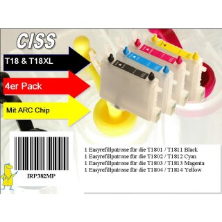 T18XL Multipack mit 4 Patronen - IRP382MP - CISS / Easyrefill / Leerpatronen