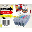 IRP380MP - Komplettset CISS / Easyrefill T1291-T1294 Multipack mit 4 Patronen und 1.000 ml Universal Nachfülltinte 