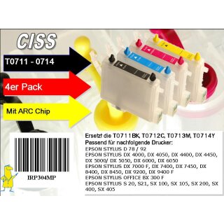 T0711-T0714 Multipack mit 4 Patronen IRP304MP - CISS / Easyrefill / Leerpatronen