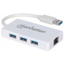 3-Port USB 3.0 Hub mit Gigabit Ethernet Adapter