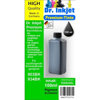 HR86BK - black - Dr.Inkjet Pigmentierte Premium Nachfülltinte in 100ml - 250ml - 500ml - 1000ml Abfüllungen für Ihren HP Drucker