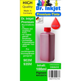 HR86M - magenta - Dr.Inkjet Pigmentierte Premium Nachfülltinte in 100ml - 250ml - 500ml - 1000ml Abfüllungen für Ihren HP Drucker