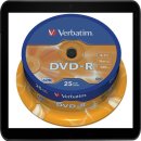VERBATIM DVD-R 4.7GB 16X (25) SP 43522 SPINDEL MATT SILBER