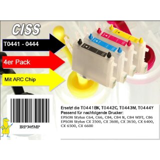 T0441-T0444 Multipack mit 4 Patronen IRP305MP - CISS / Easyrefill / Leerpatronen