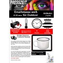 12x Emailletasse weiß 12oz für Outdoor im Sparpack -  Orca beschichtet mit ca. 300ml Fassungsvermögen und schwarzen Rand - Handspüllung empfohlen