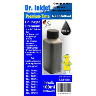 ER56BK - schwarz - Dr.Inkjet Premium Nachfülltinte in 100ml - 250ml - 500ml - 1000ml Abfüllungen für Ihren Epson Drucker