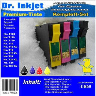 ER60 - Dr. Inkjet Komplett 250ml Set Premium Pigmentierte...