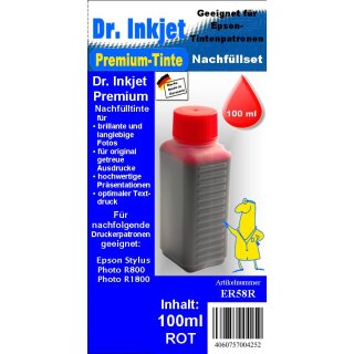 ER58R - rot - Dr.Inkjet Premium Nachfülltinte in 100ml - 250ml - 500ml - 1000ml Abfüllungen für Ihren Epson Drucker