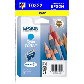 T032240 -cyan- Epson Original Druckerpatrone mit 16ml Inhalt -C13T03224010-