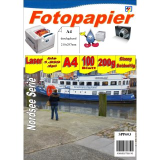 SPP603 - A4 200g Fotopapier Glossy - Beidseitig - 100 Blatt - >> "Für alle Laserdrucker geeignet" <<