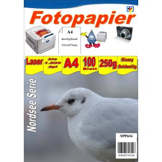 SPP604 - A4 250g Fotopapier Glossy - Beidseitig - 100 Blatt - >> "Für alle Laserdrucker geeignet" <<