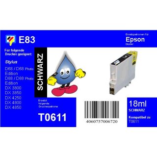 E83 - TiDis Druckerpatrone Schwarz ersetzt die T061140 mit 18ml Inhalt