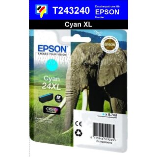 T24324010 - cyan - EPSON Original Drucktinte mit 8,7ml Inhalt zum Superangebot