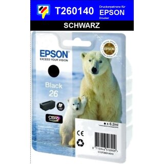 T26014010-schwarz-EPSON Original Drucktinte mit 6,2ml Inhalt zum Superangebot