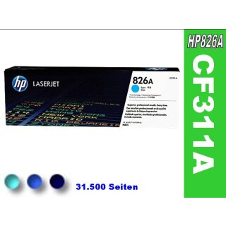 HP826A - CF311A - Cyan - Original HP Druckkassette mit 31.500 Seiten Druckleistung laut Hersteller