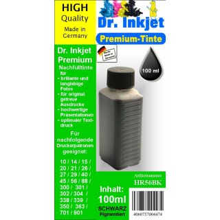 HR56BK - schwarz - Dr.Inkjet Premium Nachfülltinte in 100ml - 250ml - 500ml - 1000ml Abfüllungen für Ihren HP Drucker