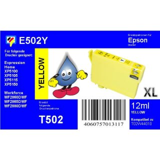 502XL TiDis Tintenpatrone yellow mit 12 ml Inhalt ersetzt T02W44010