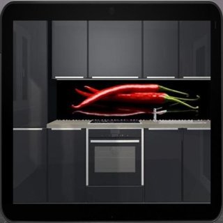 Küchenrückwand / Nischenverkleidung ab 120x50cm (BxH) bis 300x60cm - Motiv: Red Chilli Peppers
