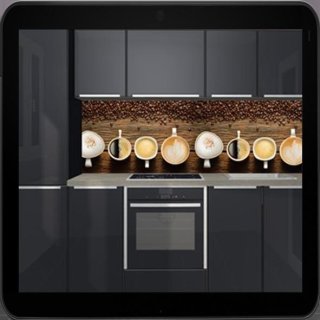 Küchenrückwand / Nischenverkleidung ab 120x50cm (BxH) bis 300x60cm - Motiv: Kaffeesorten
