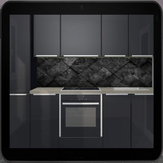 Küchenrückwand / Nischenverkleidung ab 120x50cm (BxH) bis 300x60cm - Motiv: Fliesen schwarz