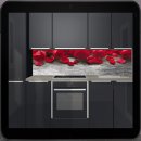 Küchenrückwand / Nischenverkleidung ab 120x50cm (BxH) bis 300x60cm - Motiv: Rote Rosen