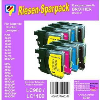 B980 - LC1100/LC980 TiDis Multipack mit 8 XL Ersatzpatronen