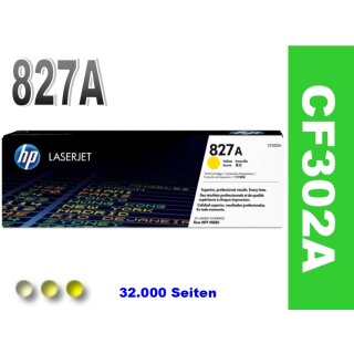 HP827A - CF302A Yellow Original Lasertoner für MFP M880 Farblaserdrucker mit ca. 32.000 Seiten Druckleistung laut Herstellerangaben