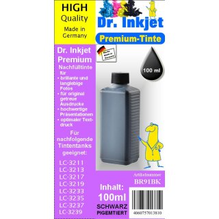 BR91BK - Black - Dr.Inkjet Premium Nachfülltinte für Brother Druckerpatronen für LC-3211 / LC-3213 / LC-3217 / LC-3219 / LC-3233 / LC-3235 / LC-3237 / LC-3239